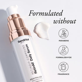 SeroVital one ounce bottle beside ruler showing actual product size