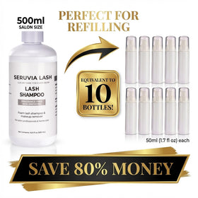 Seruvia Lash close-up texture of oil-free formula showing gentle cleansing action for sensitive eyes