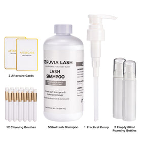 Seruvia Lash foaming bottle with pump ready to dispense gentle foam and simplify application
