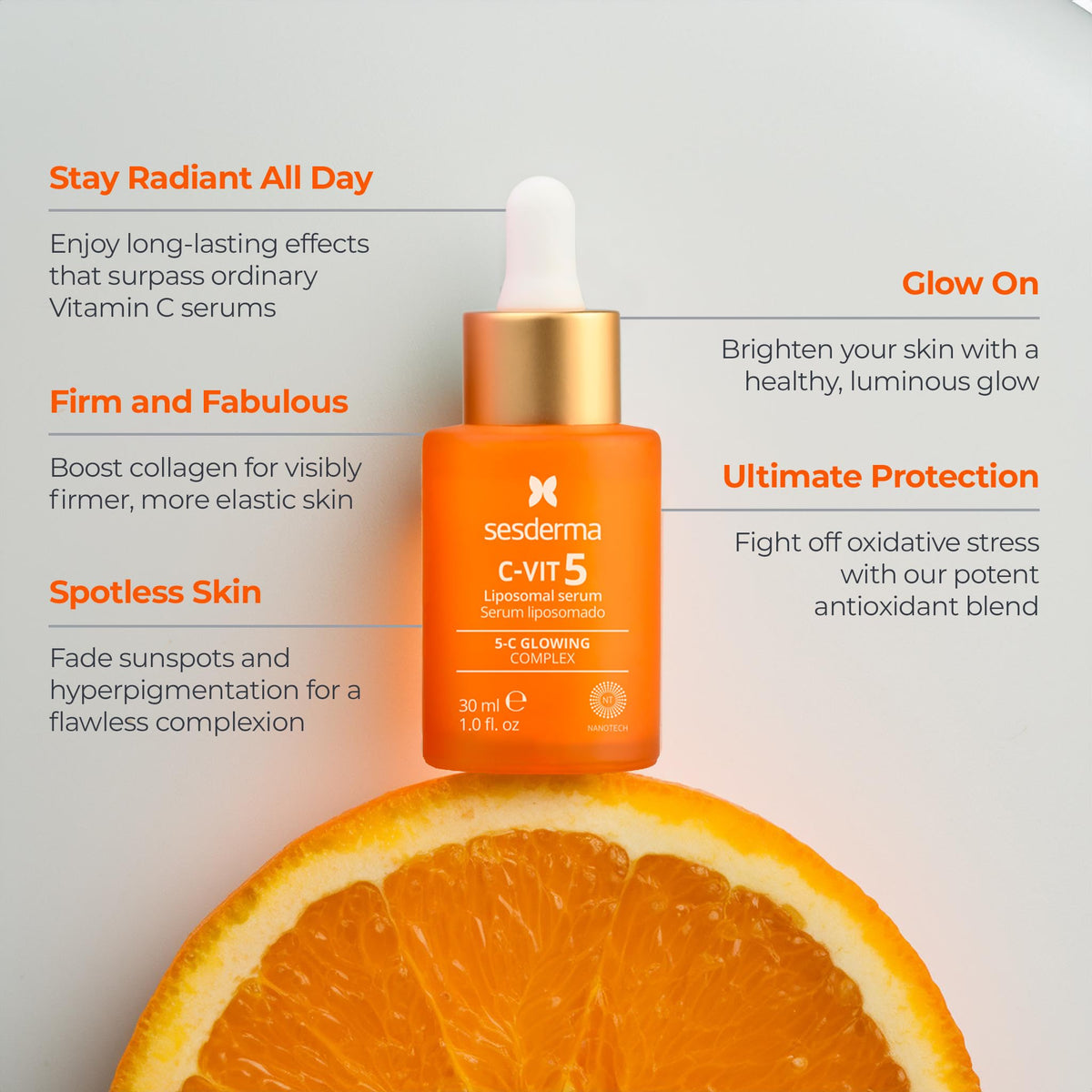 Sesderma C-VIT serum drop texture highlighting smooth hydration and fast absorption
