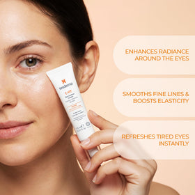 Sesderma C-VIT on bathroom shelf during morning routine conveying energizing, daily use
