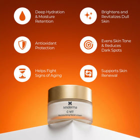 Sesderma C‑VIT next to common objects showing 1.7 fl oz size for scale