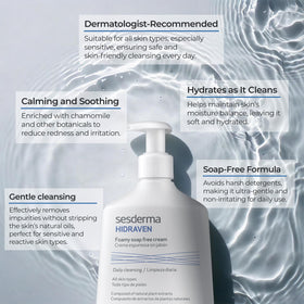 Sesderma HIDRAVEN being applied to wet skin for a calm, non-drying cleanse