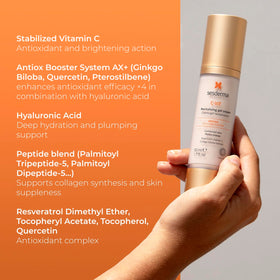 Sesderma applied to cheek illustrating immediate radiant appearance