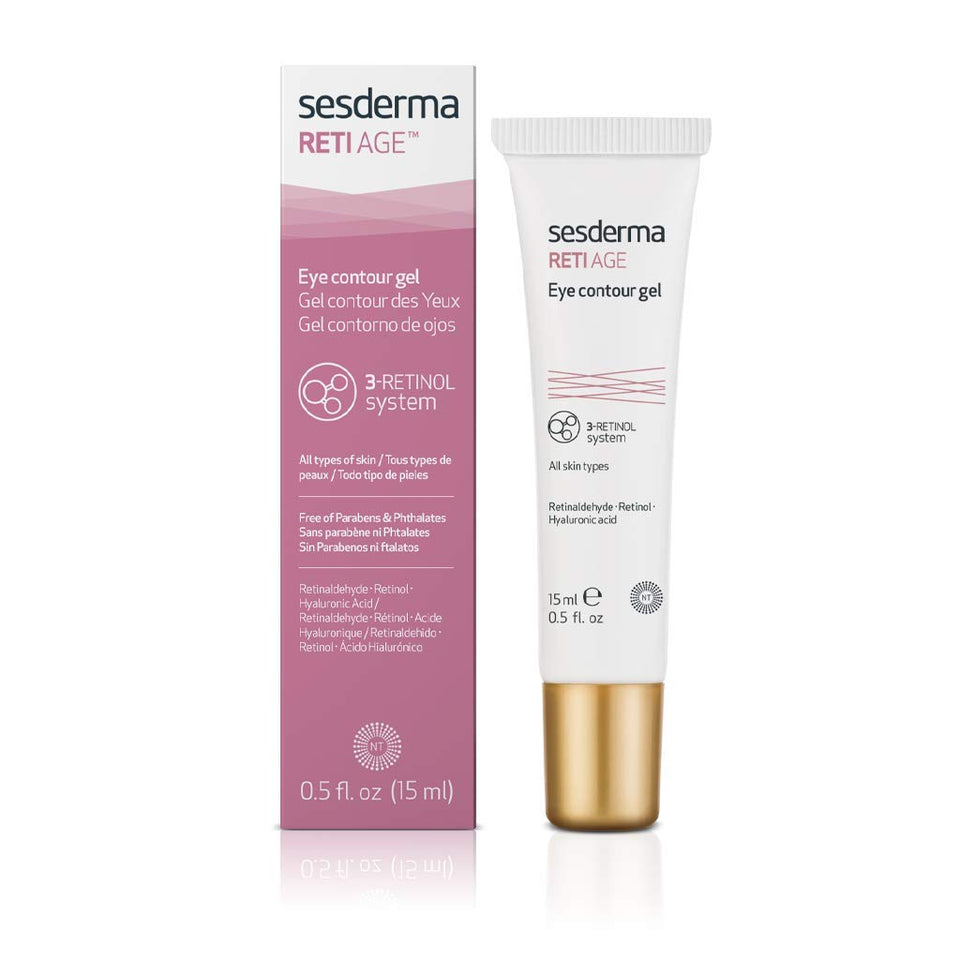 Sesderma Reti-Age eye contour front packaging showing small 0.50 fl oz tube and elegant branding for targeted anti-aging care