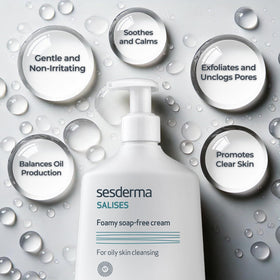 Sesderma texture close-up of creamy foam showing gentle lather and soft cleanse