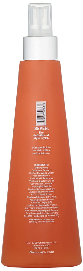 SEVEN spray action on damp hair demonstrating even distribution and slip