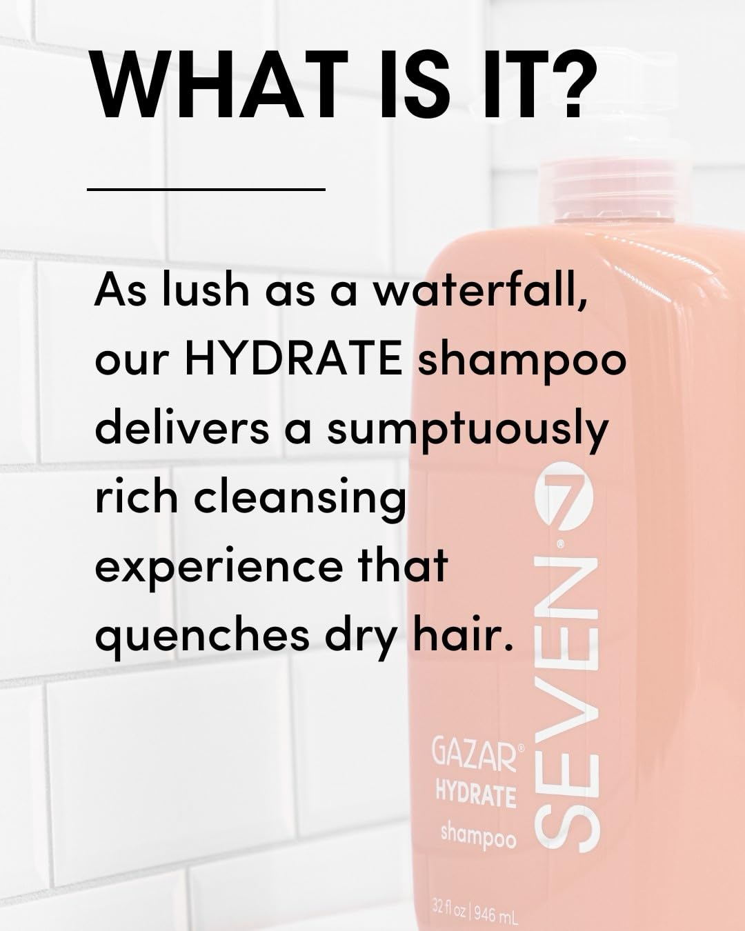 SEVEN hydrate close-up pump and label highlighting clean ingredients