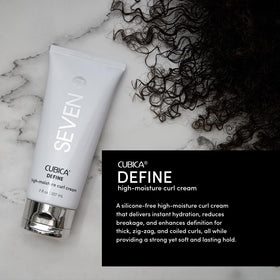 SEVEN before-and-after hair photo highlighting reduced frizz