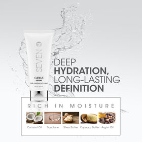 SEVEN ingredients display with shea and argan emphasizing nourishment