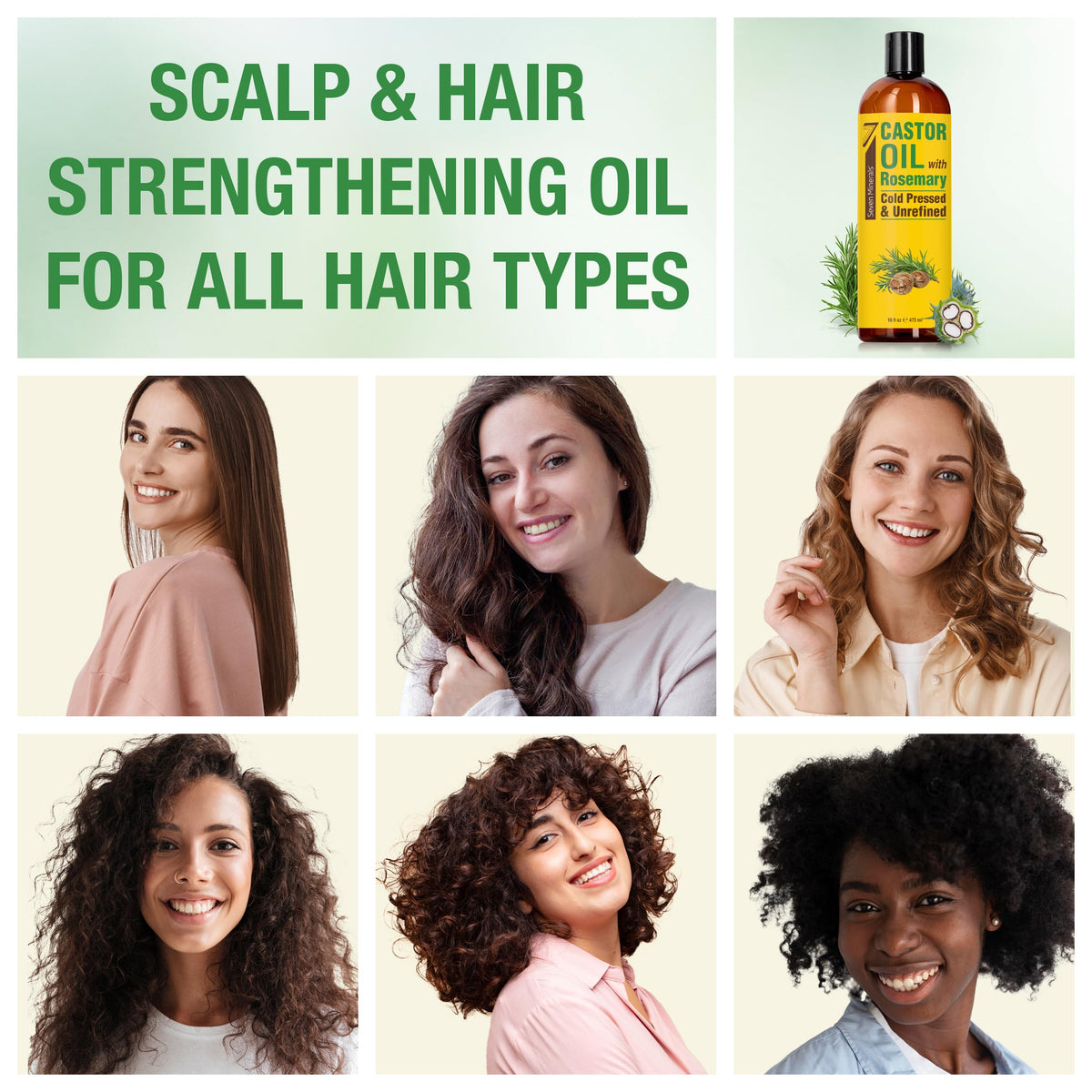 Seven Minerals applied to scalp with fingertips demonstrating targeted nourishment