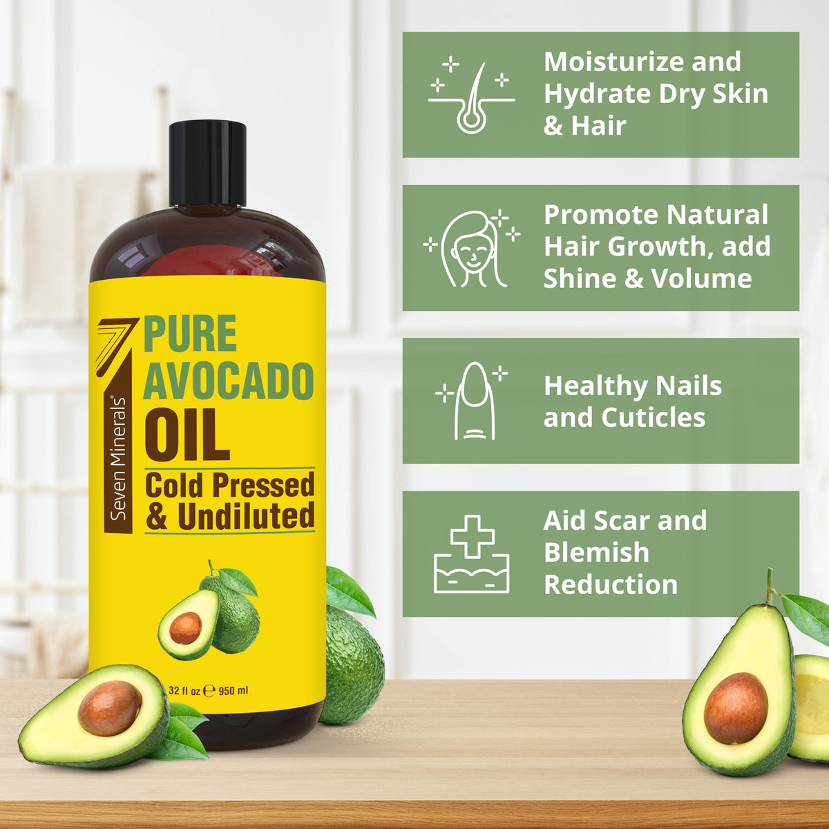 Seven Minerals oil on hands and face illustrating lightweight hydration