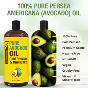 Seven Minerals pouring avocado oil close-up highlighting smooth texture