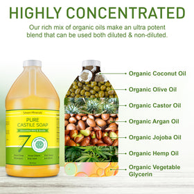 Seven Minerals Castile soap in a bathroom setting used as baby wash and gentle cleanser
