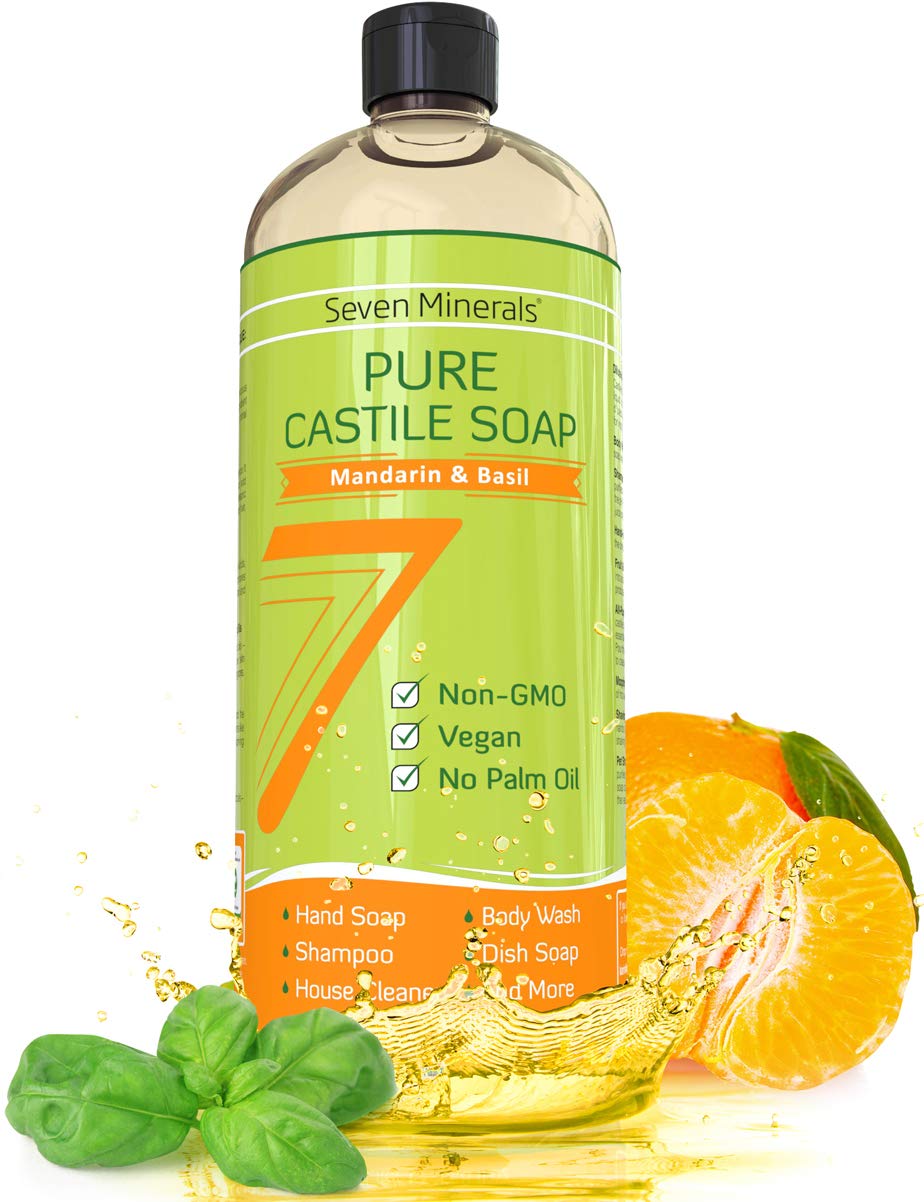 Seven Minerals bottle front label showing product identity and scent benefit