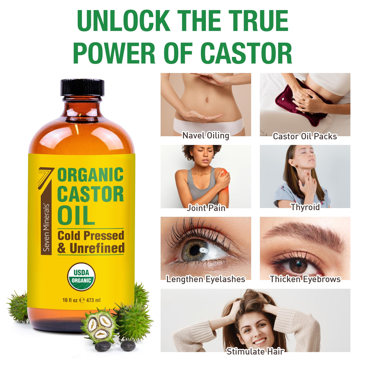 Seven Minerals castor oil texture pooled to show viscosity and smooth spreadability