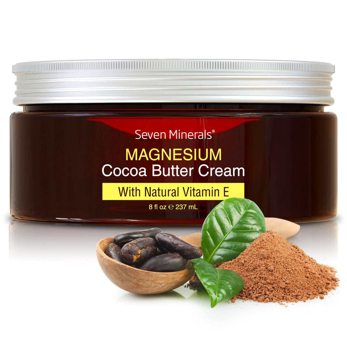 Seven Minerals jar front view showing label and natural ingredients benefit