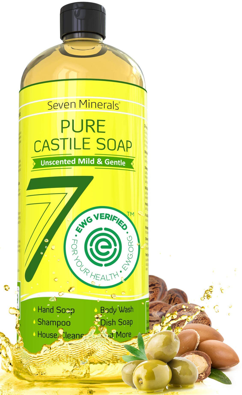 Seven Minerals front packaging shows bottle and brand, promoting eco-friendly use