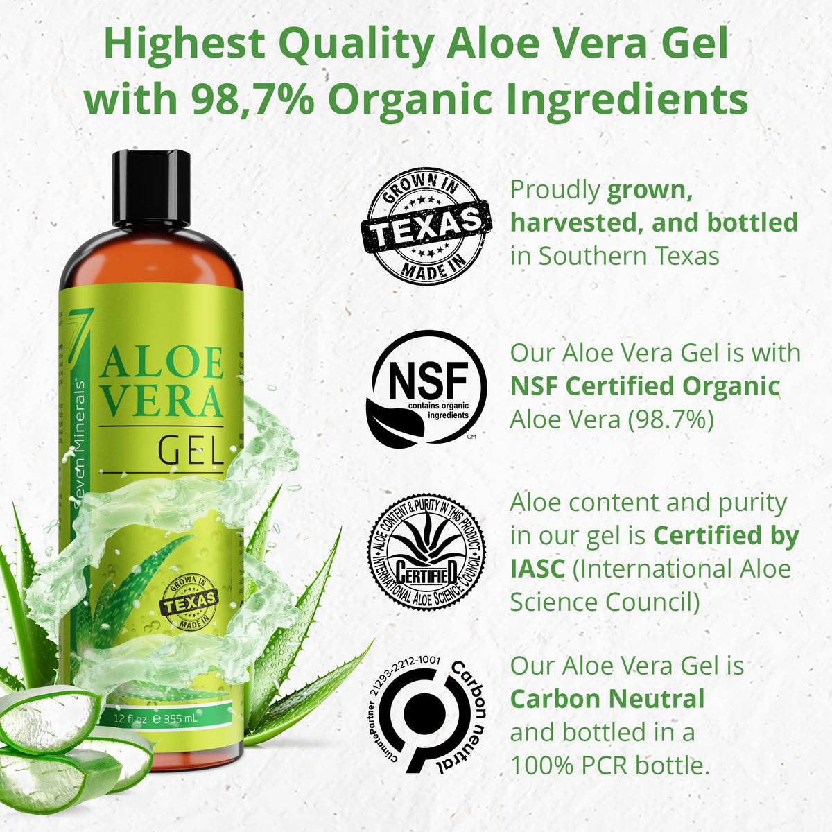 Seven Minerals open jar gel texture close up demonstrating lightweight absorption