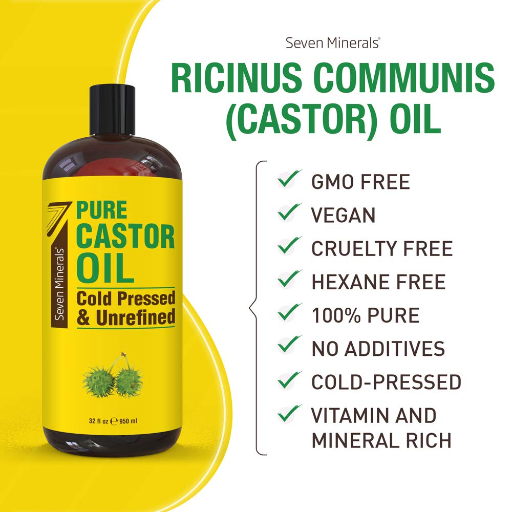 Seven Minerals oil texture close-up showing rich, unrefined castor oil