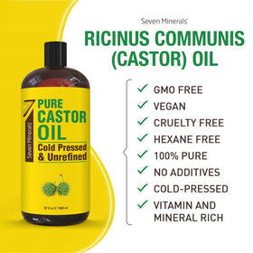 Seven Minerals oil texture close-up showing rich, unrefined castor oil