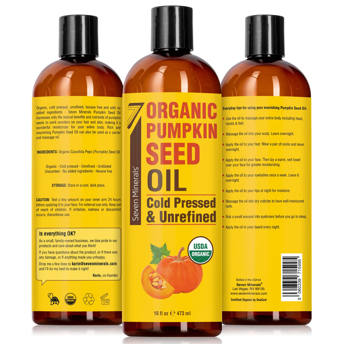 Seven Minerals oil on bathroom counter suggesting daily skincare routine
