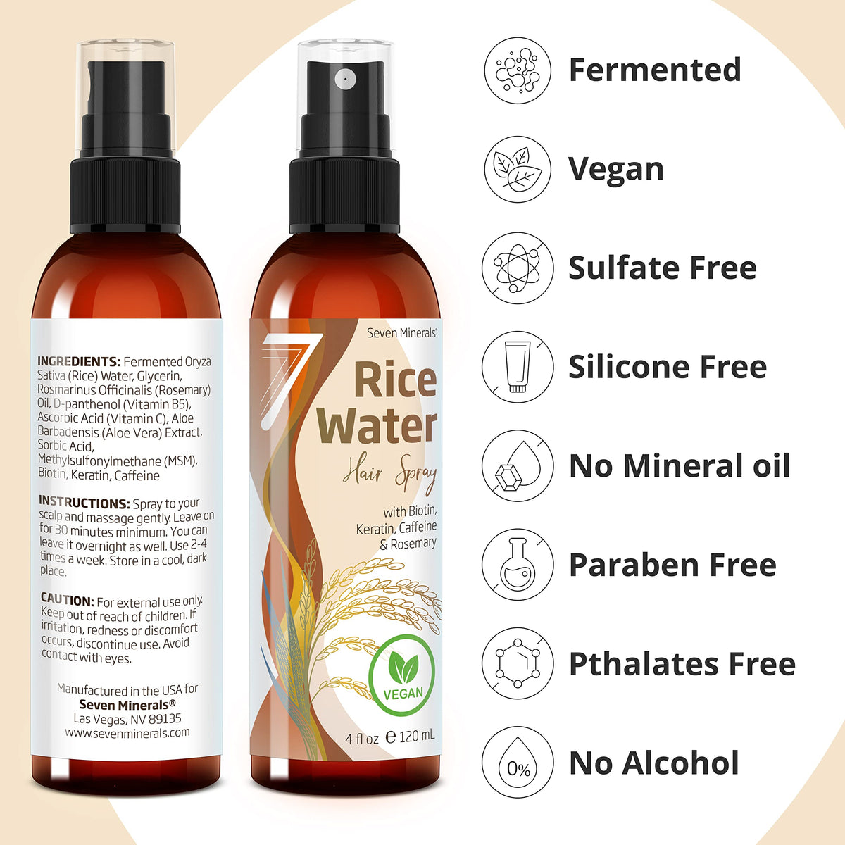 Seven Minerals bottle in hand showing accurate 4 fl oz size for travel convenience
