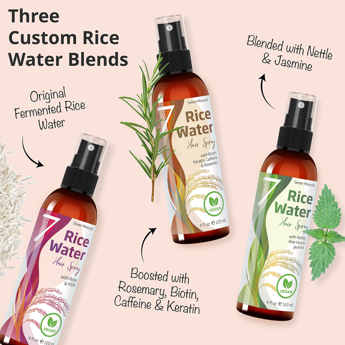Seven Minerals bottle in hand for scale showing travel-friendly 4 fl oz benefit