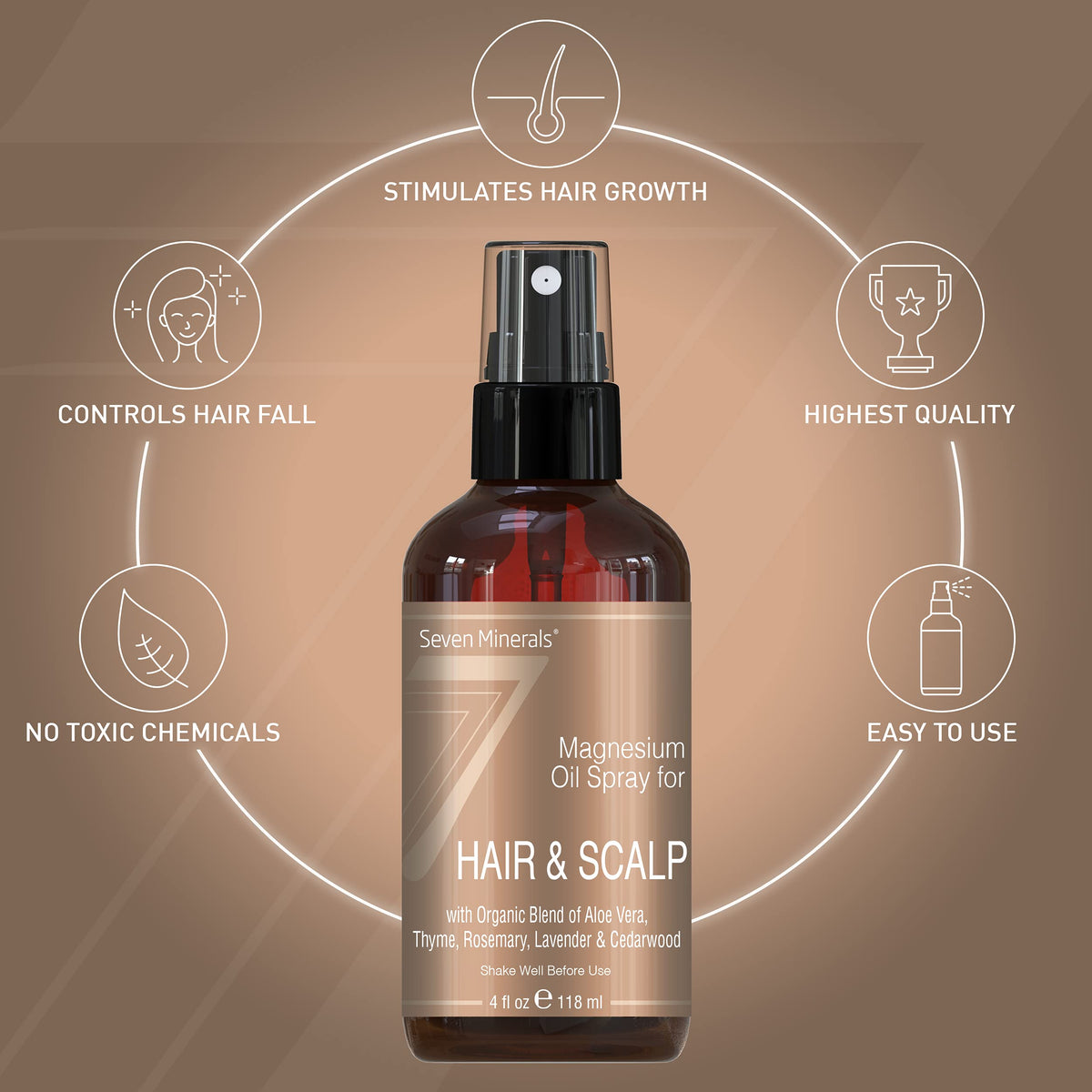 Seven Minerals spray nozzle detail for precise scalp application