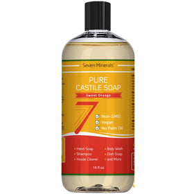 Seven Minerals front bottle showing sweet orange label and clean design benefits