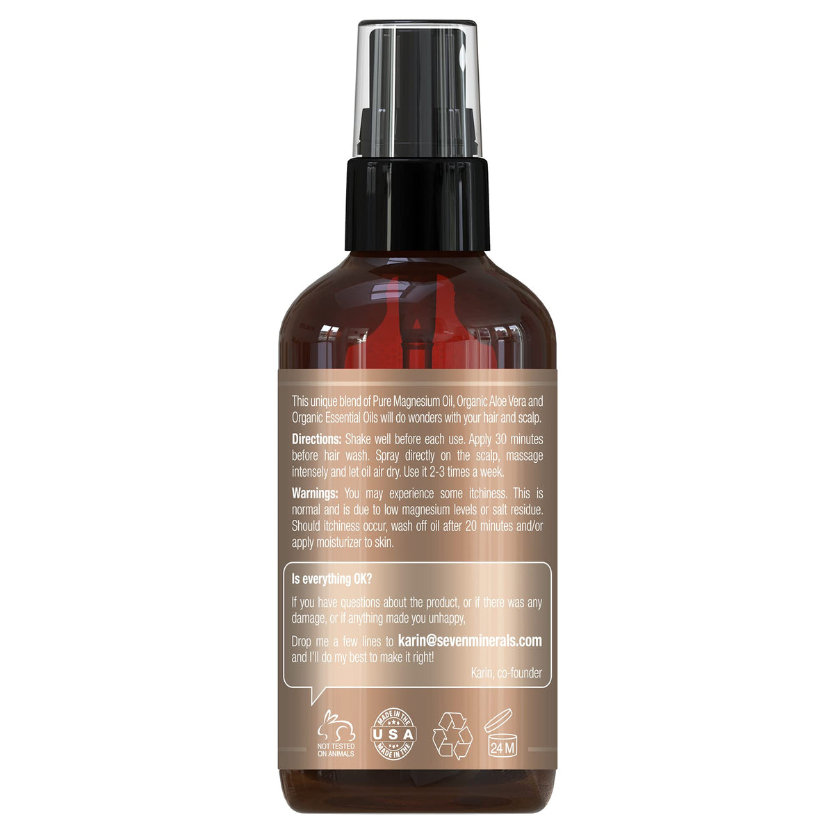Seven Minerals magnesium spray texture close-up showing lightweight mist