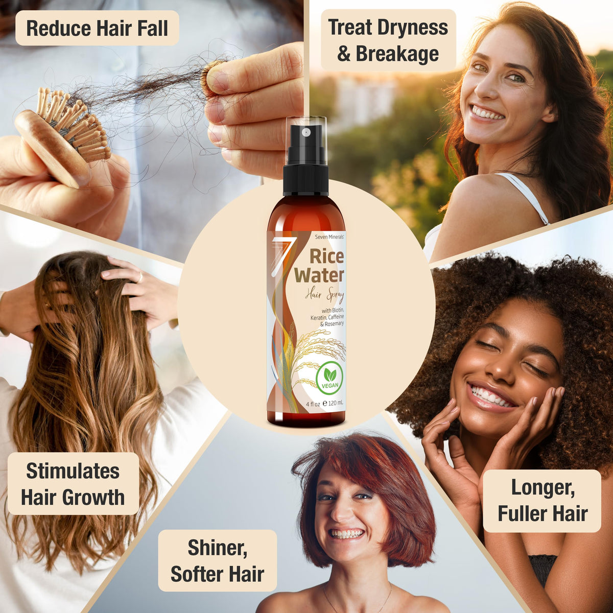 Seven Minerals droplet on hair strand showing lightweight texture and smooth finish