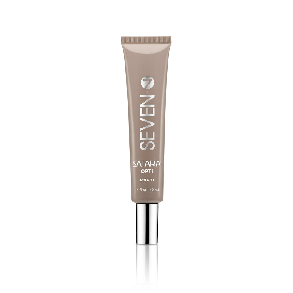 SEVEN Satara Opti serum front packaging showing bottle and label for quick ID and benefit