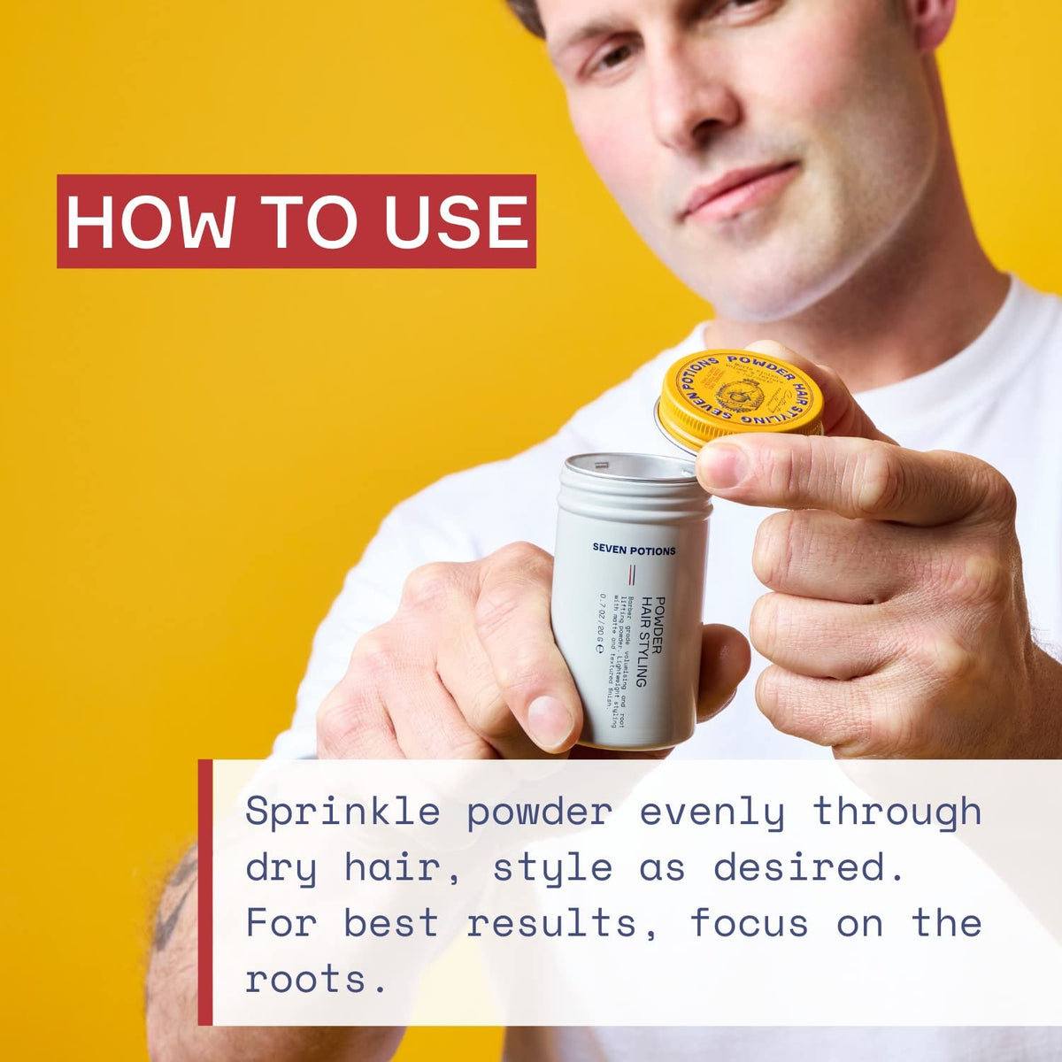SEVEN POTIONS application on fingers demonstrating quick root lift