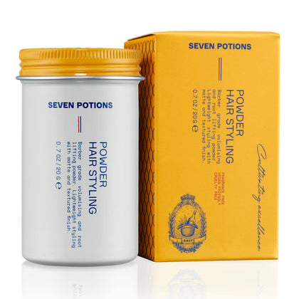 SEVEN POTIONS front jar showing label and compact size for travel