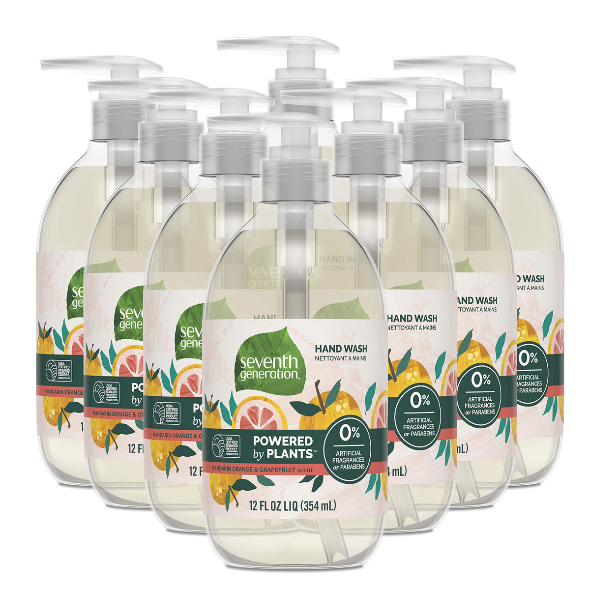 Seventh Generation front label showing mandarin grapefruit scent and benefits