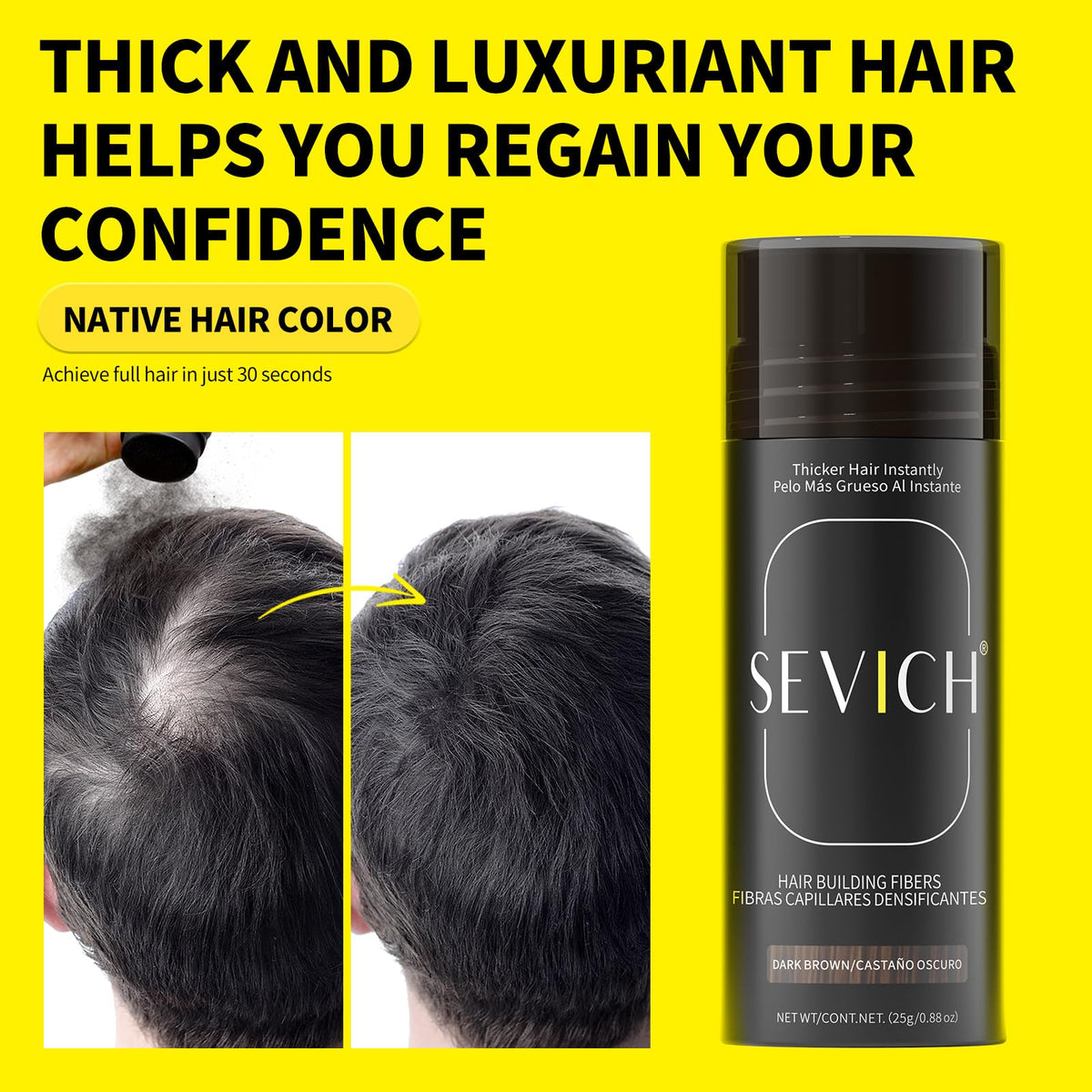SEVICH before and after scalp comparison showing fuller hair instantly