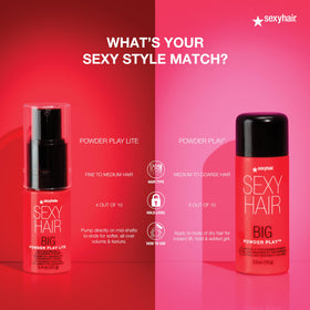 SexyHair powder texture on fingertips highlighting lightweight, talc-free formula and easy distribution