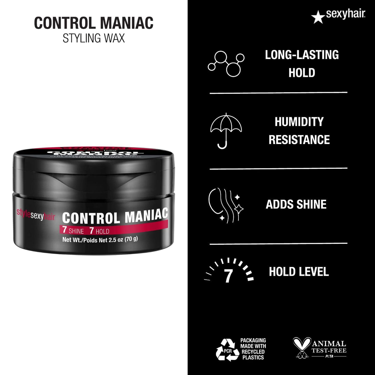 SexyHair 2.5 oz jar next to a ruler showing portable size benefit