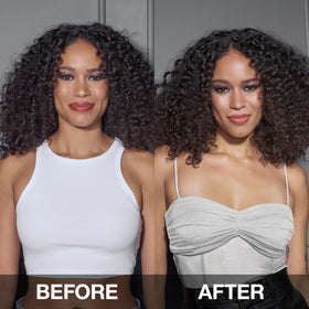 SexyHair hand applying crème to damp hair for defined curls