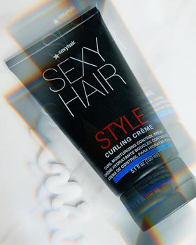SexyHair on bathroom shelf styled setting showing everyday use