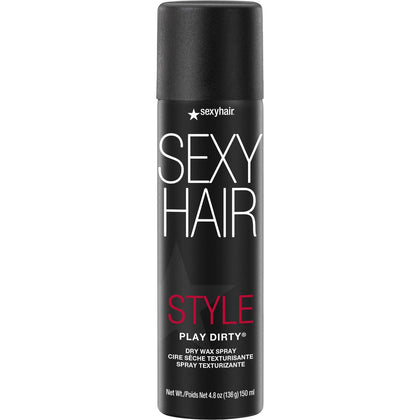 SexyHair front packaging of Dirty Dry Wax Spray shows product and benefits