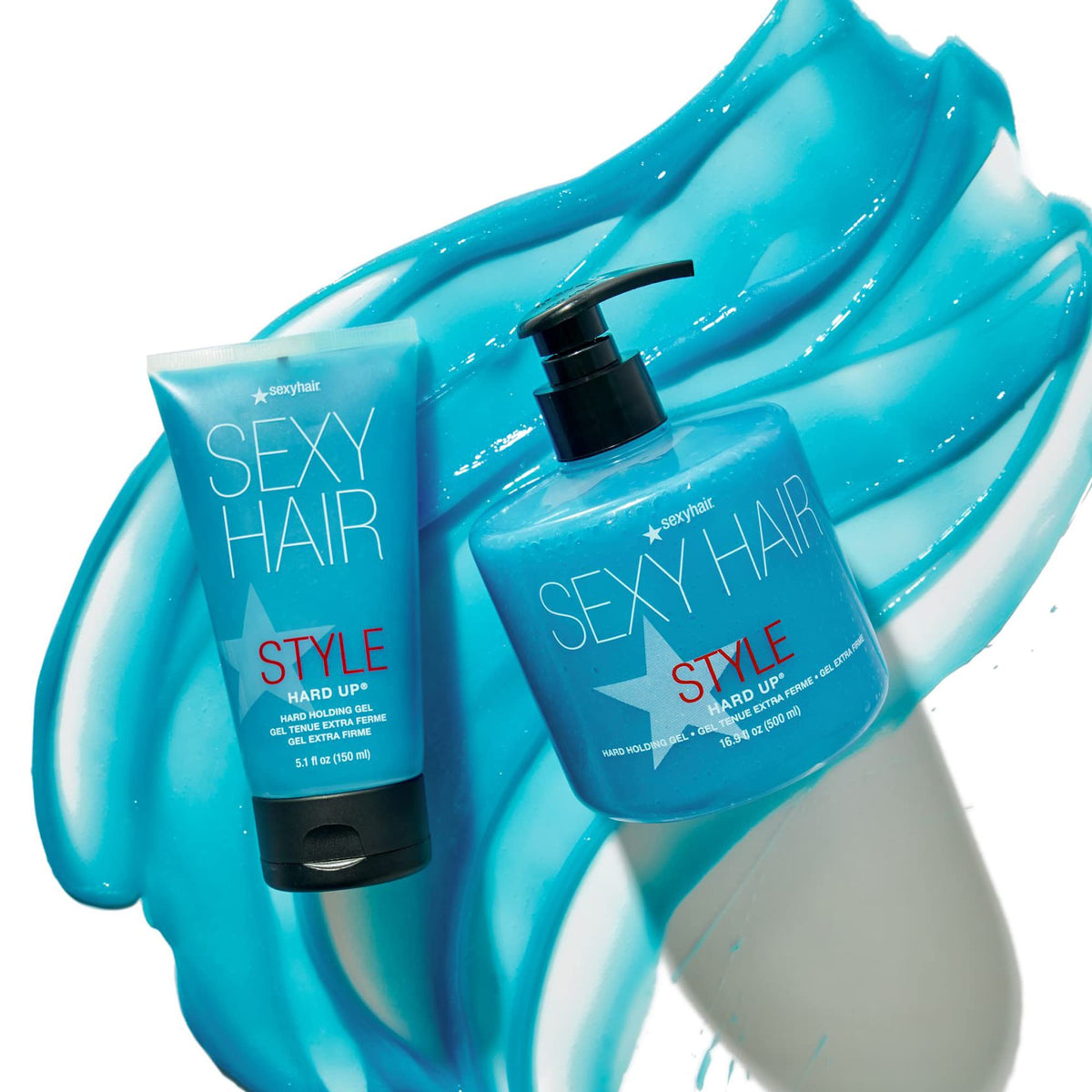 SexyHair bottle in hand for scale showing compact travel-ready size benefit