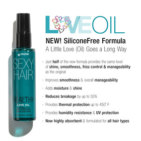 SexyHair Healthy Love Oil being applied to damp hair for smoother blowout