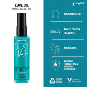 SexyHair Healthy Love Oil pump close-up demonstrating easy controlled dispensing