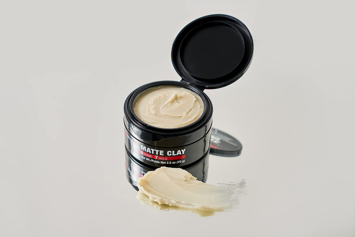 SexyHair matte clay open jar texture close-up displays workable consistency benefit