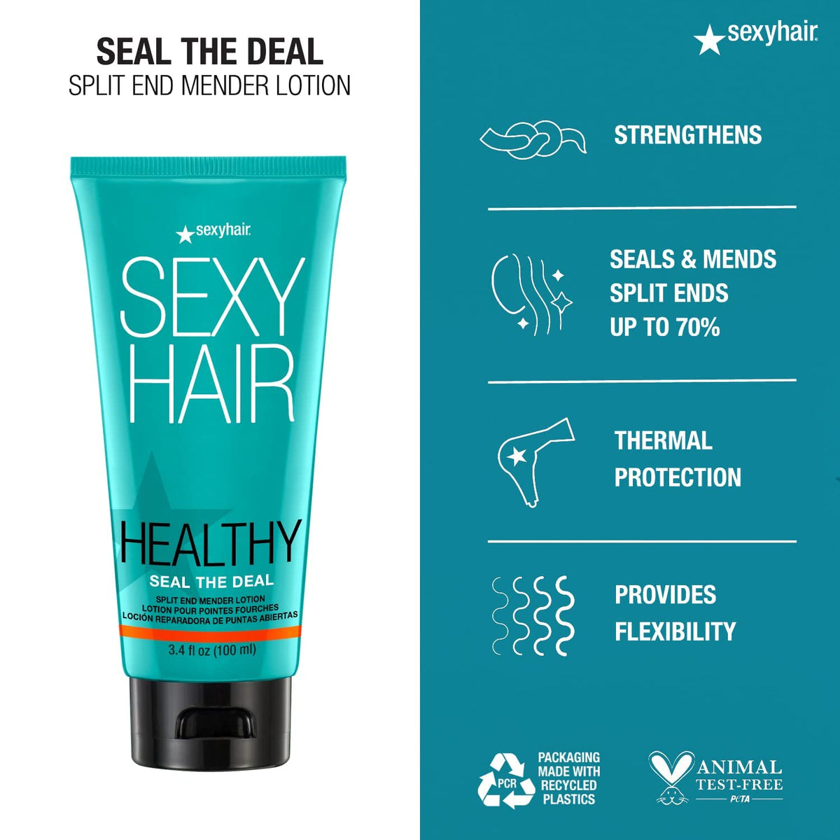 SexyHair lotion texture close-up on fingers, lightweight absorption and smoothing
