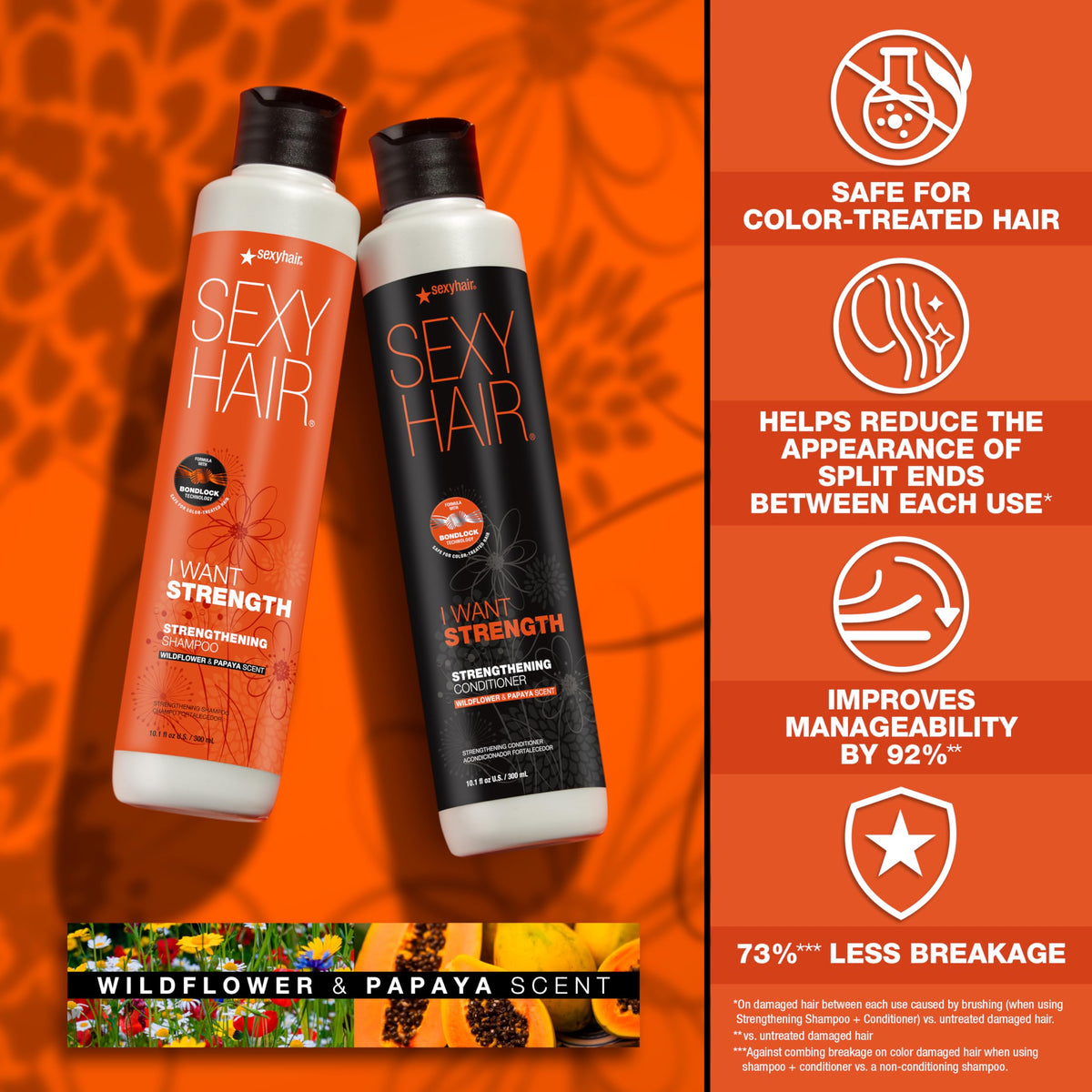 SexyHair shampoo pouring into hand showing lather for gentle cleansing