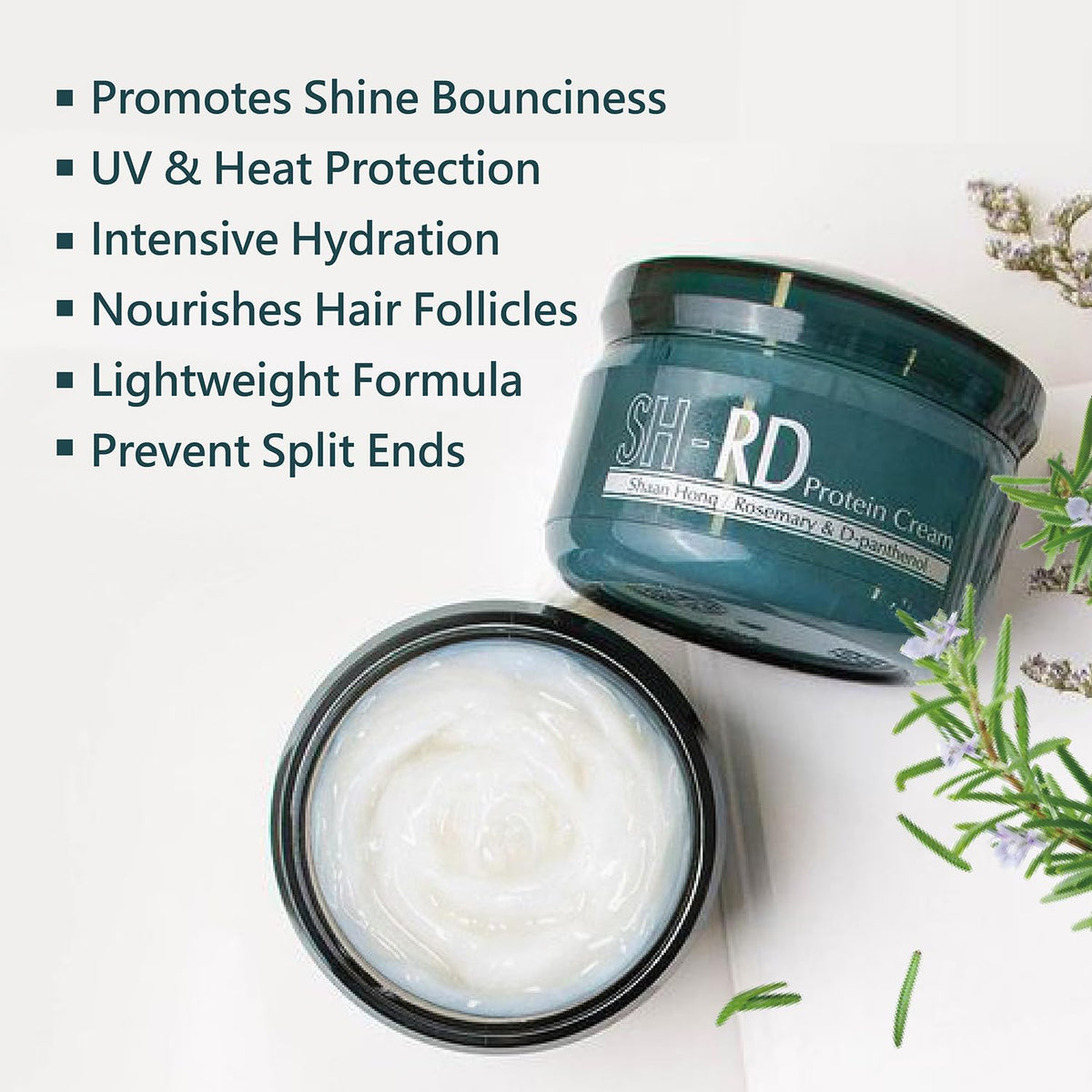 SH-RD close-up cream texture showing smooth, absorbent protein consistency