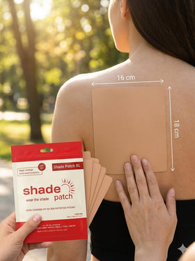 Shade Patch beside arm showing scale and extra-large coverage benefit